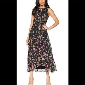 Tahari Floral & Chiffon Dress